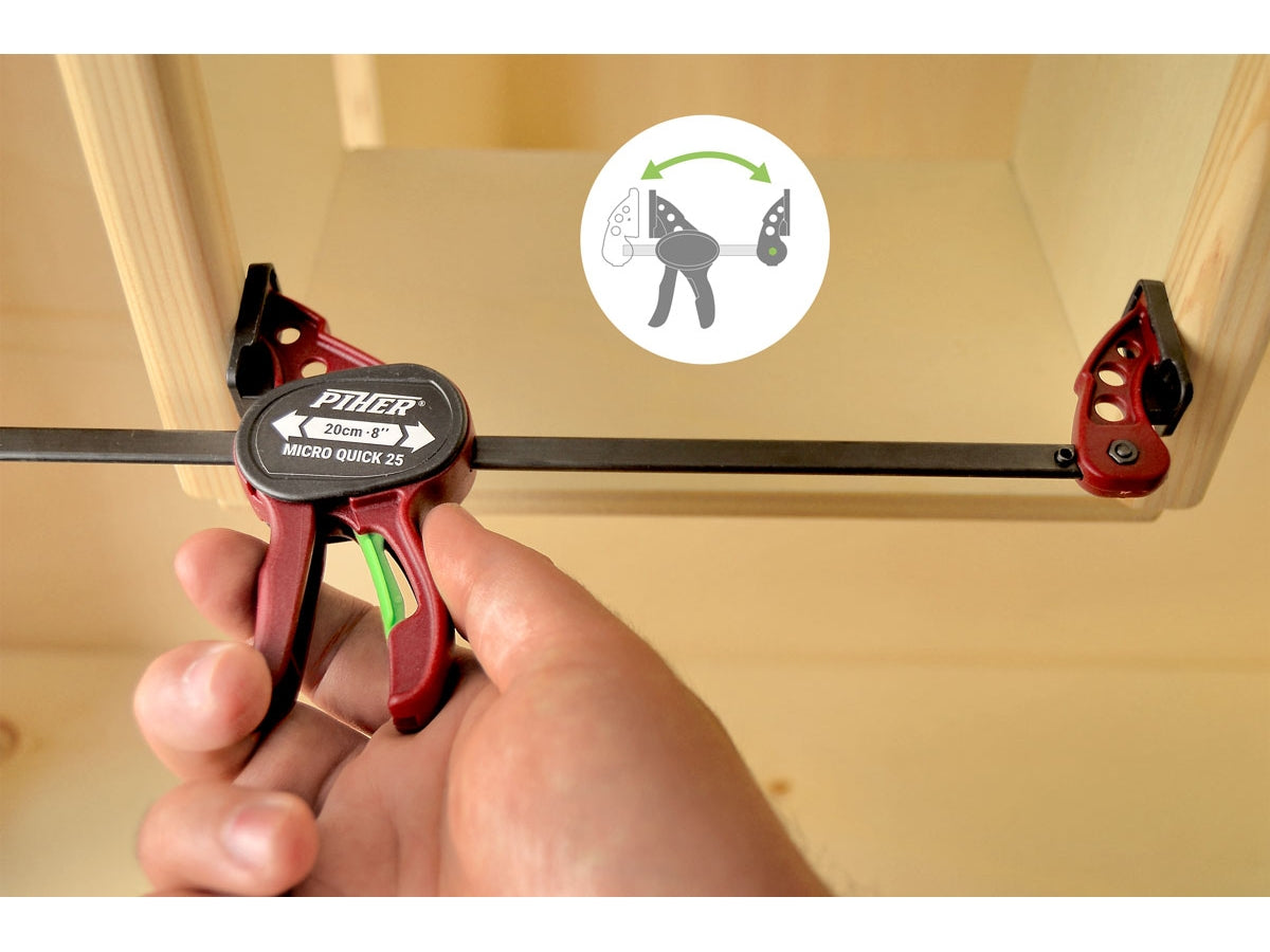 PIHER 2 Stück  Micro Einhand-Zwingen 10 cm mit drehbarem Spannkopf und einer Spannkraft von max. 25 kg