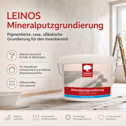 LEINOS Mineralputzgrundierung 2,5L – Haftgrund für Innenbereiche , Haftgrund für Kalk- & Silikatfarben