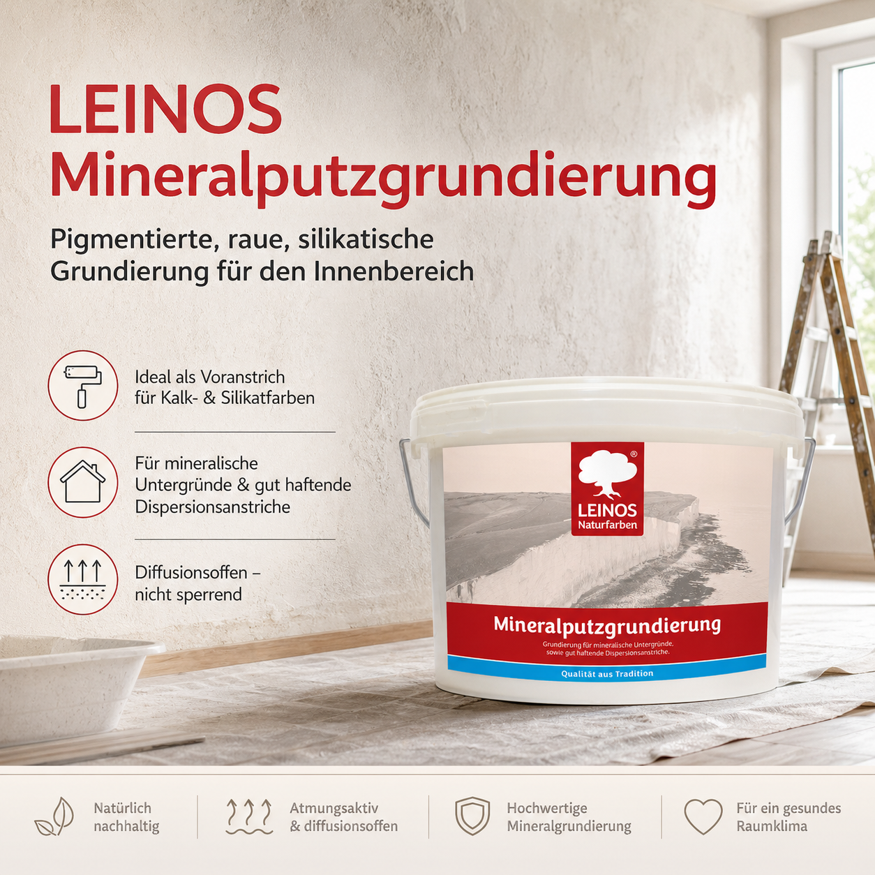 LEINOS Mineralputzgrundierung 10,0L – Haftgrund für Innenbereiche