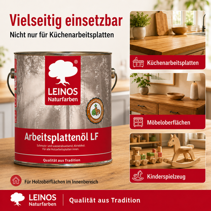 Arbeitsplattenöl LF 283 2,5 Liter – Lebensmittelecht, schmutz- & wasserabweisend, abriebfest – Schutz & Pflege für Holzarbeitsplatten in der Küche – Ideal für stark beanspruchte Oberflächen