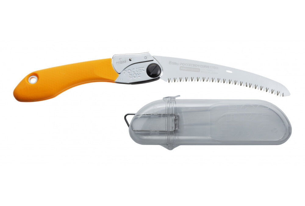 SILKY PocketBoy Curve 170 mm Professional Klappsäge | gebogenes Blatt, grob | Pull-Cut 15–20% schneller als gerade | impulsgehärtete Zähne | Gürtelholster Hartplastik