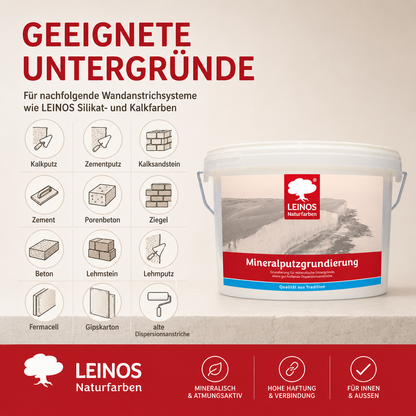 LEINOS Mineralputzgrundierung 2,5L – Haftgrund für Innenbereiche , Haftgrund für Kalk- & Silikatfarben