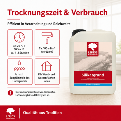 LEINOS Silikatgrund 621 | Universal-Fixativ & Grundierung für Silikat- & Kalkfarben | Farblos, hoch wasserdampfdurchlässig, lösemittelfrei | 2,5 Liter | von LEINOS