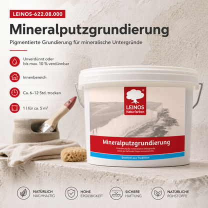 LEINOS Mineralputzgrundierung 2,5L – Haftgrund für Innenbereiche , Haftgrund für Kalk- & Silikatfarben