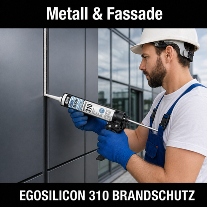 EGOSILICON 310 B1 Brandschutz-Silikon Anthrazit – 20×310 ml Kartuschen – schwer entflammbarer 1K-Silikon-Dichtstoff nach DIN 4102 B1 & EN 13501-1 für feuerhemmende Verglasungen und Anschlussfugen