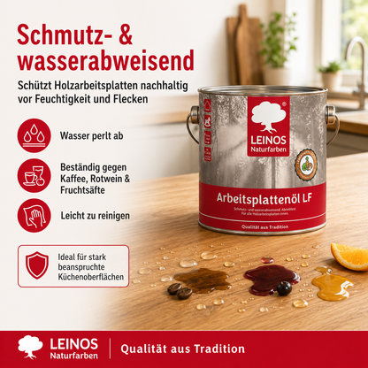 Arbeitsplattenöl LF 283 2,5 Liter – Lebensmittelecht, schmutz- & wasserabweisend, abriebfest – Schutz & Pflege für Holzarbeitsplatten in der Küche – Ideal für stark beanspruchte Oberflächen