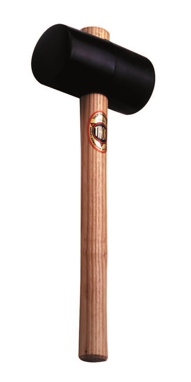THOR Schwarzgummi Hammer, Rund Ø x l 61 x 113 mm, 525 g, mit Holzstiel