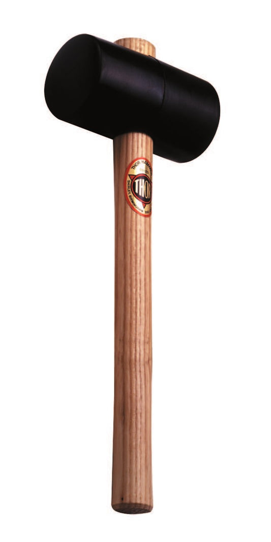 THOR Schwarzgummi Hammer, Rund Ø x l 61 x 113 mm, 525 g, mit Holzstiel