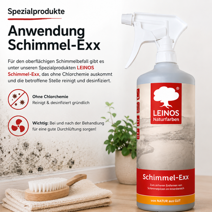 LEINOS 960 Schimmel-Exx 0,5 l Zum sicheren Entfernen von Schimmelpilzen im Innenbereich Ohne Chlorchemie Leicht fließende Flüssigkeit.