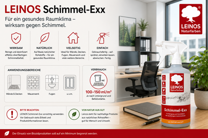 LEINOS 960 Schimmel-Exx 0,5 l Zum sicheren Entfernen von Schimmelpilzen im Innenbereich Ohne Chlorchemie Leicht fließende Flüssigkeit.