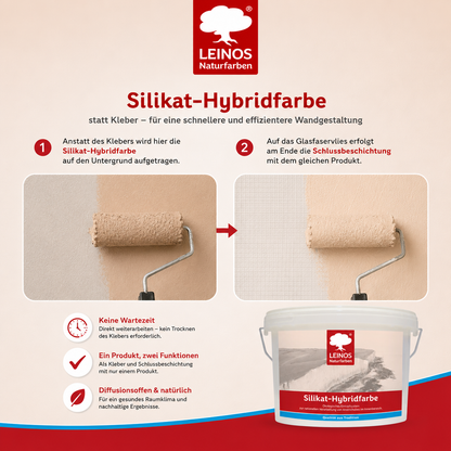 LEINOS Silikat-Hybridfarbe 10L – Vlieskleber und Wandfarbe