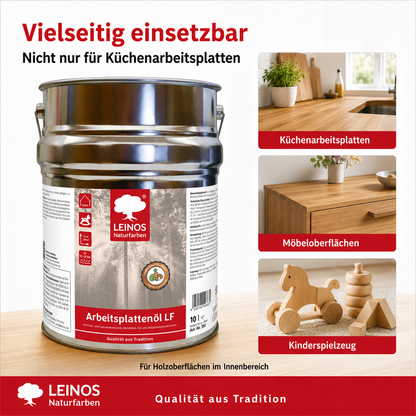 Arbeitsplattenöl LF 283 10,0 Liter – Lebensmittelecht, schmutz- & wasserabweisend, abriebfest – Schutz & Pflege für Holzarbeitsplatten in der Küche – Ideal für stark beanspruchte Oberflächen