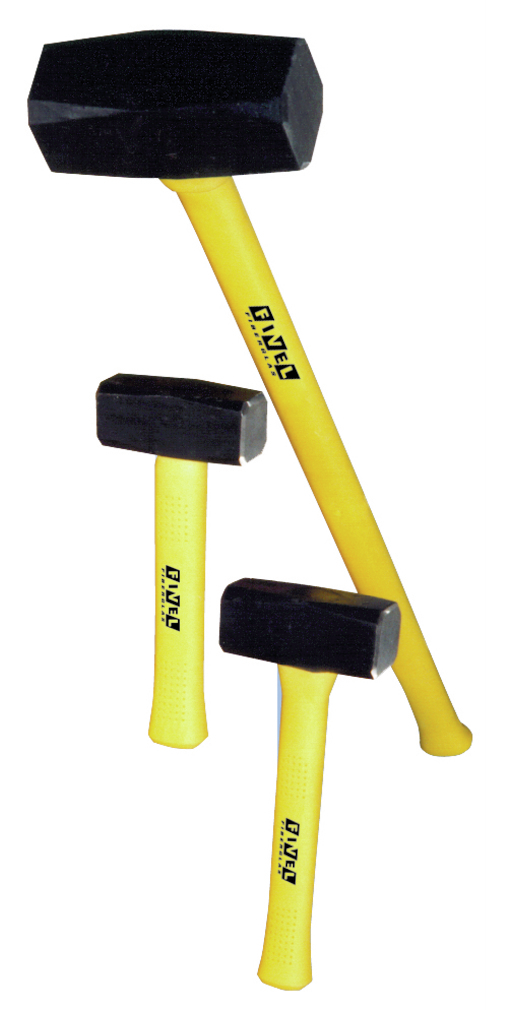 FIVEL Fäustel nach DIN6475, 4000 g, 62x150 mm, Fiberglas-Stiel – für Meißel-, Stein- & Stemmarbeiten · gehärteter Stahlkopf