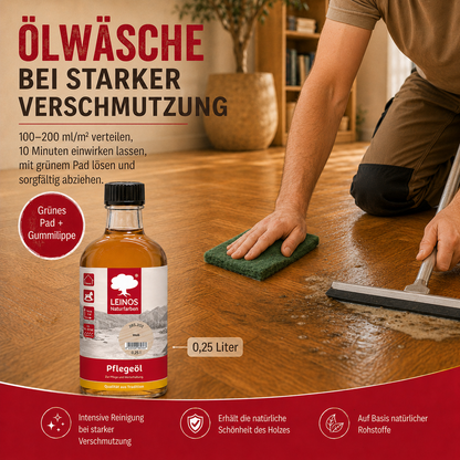 LEINOS 285 Pflegeöl weiß 0,25 Liter für Holz, Parkett, Kork und Linoleum | Pflege, Reinigung und Auffrischung geölter und gewachster Flächen im Innenbereich | Natürlich ökologisch natürliche Optik