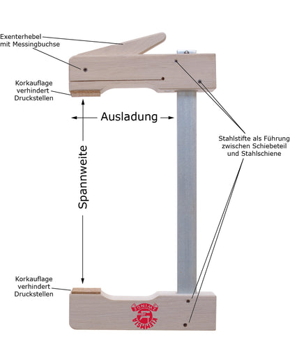 Klemmsia-Zwinge für Profis 1200mm Spannweite, 110mm Ausladung